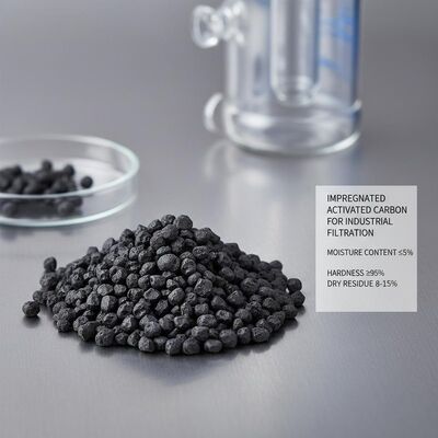 Impregnated Activated Carbon with Moisture Content ≤5%, Hardness ≥95%, and Dry Residue 8-15% for Industrial Filtration